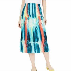 Alfani Pleated Tie Dye Midi Skirt Womens XL Pull-on Pleated New Age Dye Lined El